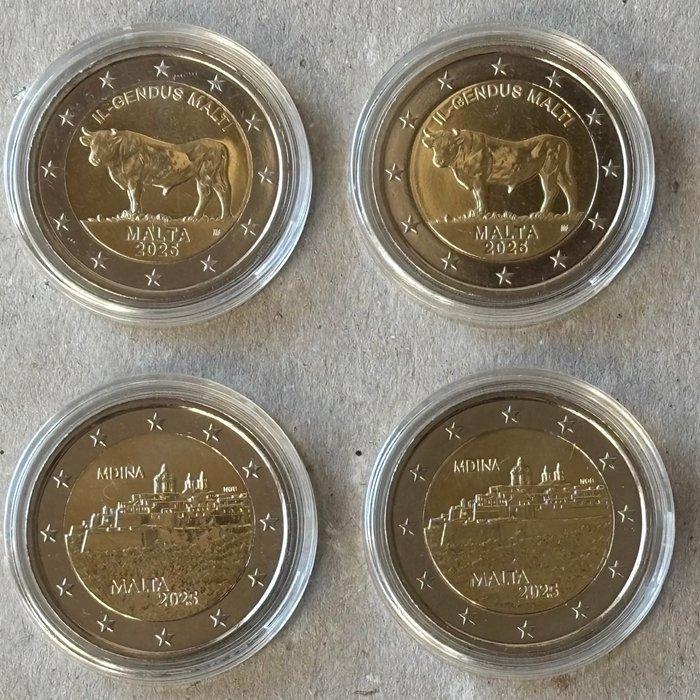 Malta. 2 Euro 2025 The Maltese Ox + Mdina (4 monete), Postzegels en Munten, Munten | Europa | Euromunten