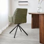 Draaibare Eetkamerstoel Chenille Zand En Groen | Op = Stop!, Huis en Inrichting, Stoelen, Overige kleuren, Stof, Nieuw, Ophalen of Verzenden