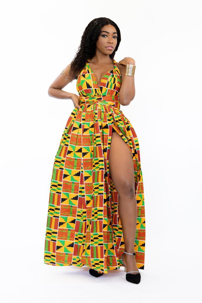 Afrikaanse print Oranje Kente Infinity Multiway Maxi Jurk -, Kleding | Dames, Rokken, Nieuw, Ophalen of Verzenden