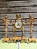 Klok en garnituur set  (3) Napoleon III Marmer, gepaneerd, Antiek en Kunst, Antiek | Klokken
