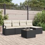 vidaXL Tuin Sofa Set 6 pcs Zwart Poly riet, Tuin en Terras, Verzenden, Nieuw, Rotan