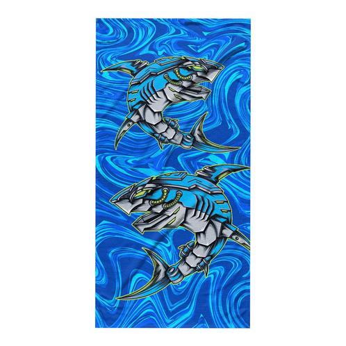 Strandlaken Shark 75x150 cm, Huis en Inrichting, Badkamer | Badtextiel en Accessoires, Blauw, Nieuw, Verzenden
