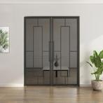 Dubbele stalen taatsdeur - Zwart - 5 Vlaks - Rook glas, Doe-het-zelf en Verbouw, Deuren en Horren, Minder dan 80 cm, Overige typen