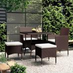 vidaXL 5-delige Loungeset poly rattan bruin, Tuin en Terras, Tuinsets en Loungesets, Verzenden, Nieuw, Rotan, Loungeset