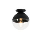 Retro plafondlamp zwart met helder glas - Eclipse, Huis en Inrichting, Lampen | Overige, Nieuw, Overige stijlen