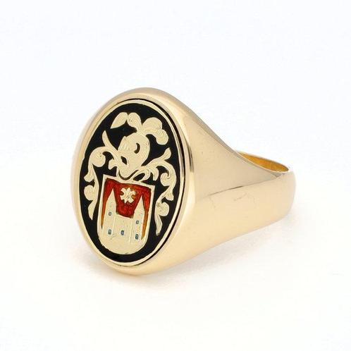 Zonder Minimumprijs - Ring - 18 karaat Geel goud - Emaille, Sieraden, Tassen en Uiterlijk, Ringen