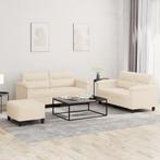 vidaXL 3-delige Loungeset met kussens microvezelstof beige, Huis en Inrichting, Banken | Bankstellen, Verzenden, Nieuw, Vierpersoons of meer