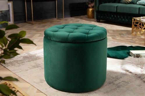 Elegante kruk MODERN BAROQUE 50cm donkergroene fluwelen, Huis en Inrichting, Banken | Voetenbanken en Poefen, Ophalen of Verzenden