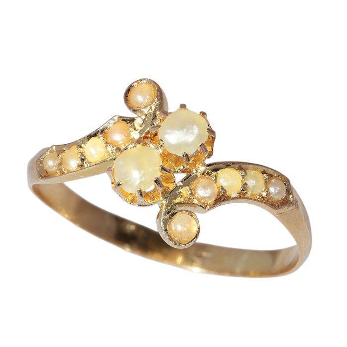 Ring - 18 karaat Geel goud - Parel - Vintage antiek 1900, Sieraden, Tassen en Uiterlijk, Ringen