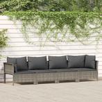 vidaXL 4-delige Loungeset met kussens poly rattan grijs, Verzenden, Nieuw, Rotan, Loungeset