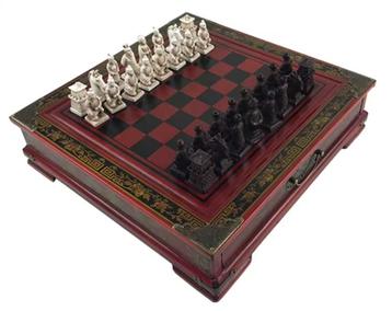 Handgemaakte Schaakset – Terracotta Krijgers – Schaakbord beschikbaar voor biedingen