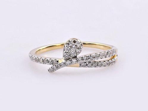 Ring - 14 karaat Geel goud - 0.29ct. tw. Diamant, Sieraden, Tassen en Uiterlijk, Ringen