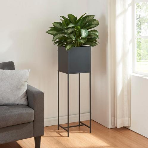 [en.casa] Plantenstandaard Porsgrunn 100x30x30 cm zwart, Tuin en Terras, Bloembakken en Plantenbakken, Nieuw, Verzenden