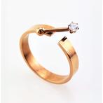 Stalen Roségoud Ring met Piercing-Design RVS - Dames    #801, Sieraden, Tassen en Uiterlijk, Ringen, Nieuw, 17 tot 18, Met kristal