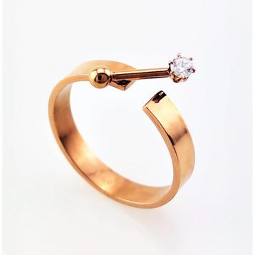 Stalen Roségoud Ring met Piercing-Design RVS - Dames    #801
