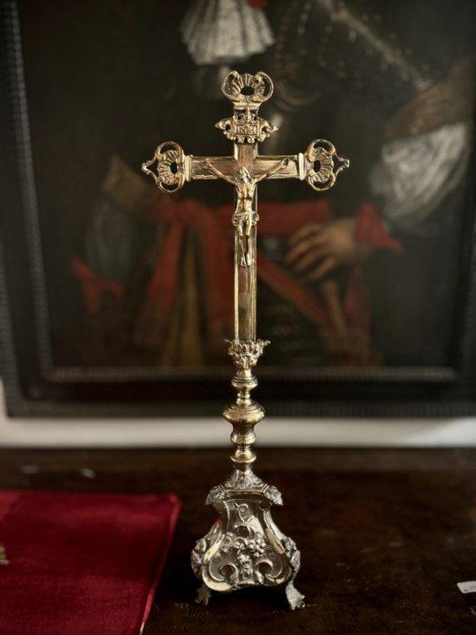 Standkreuz - Zilverbrons - 1750-1800 - 62 cm, Antiek en Kunst, Kunst | Niet-Westerse kunst