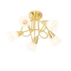 Klassieke plafondlamp goud met opaal glas 5-lichts - Inez, Huis en Inrichting, Lampen | Plafondlampen, Nieuw, Overige materialen
