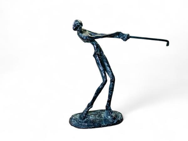 Veiling - Uniek | Gestileerd Bronzen Beeld De Golfer, Verzamelen, Beelden en Beeldjes, Gebruikt