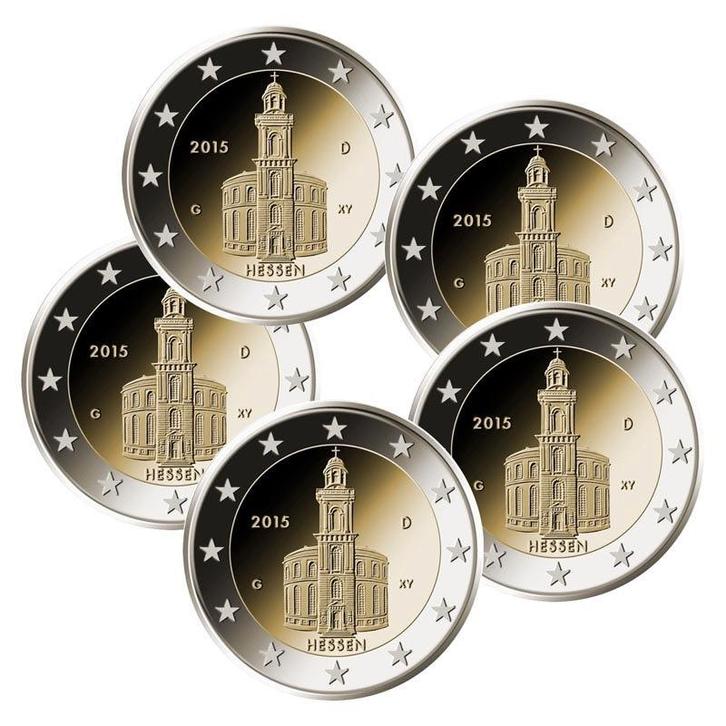 Duitsland 2 Euro Set Hessen 2015 UNC, Postzegels en Munten, Munten | Europa | Euromunten, Verzenden