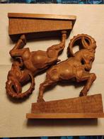 sculptuur, Ziegen mit Holz - 24 cm - Hout, Antiek en Kunst