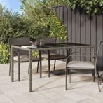 vidaXL Tuintafel 150x90x75 cm gehard glas en poly rattan, Tuin en Terras, Tuintafels, Verzenden, Nieuw