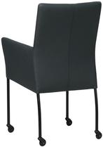 Donkerblauwe leren moderne eetkamerstoel - poot rond zwart m, Huis en Inrichting, Stoelen, Overige kleuren, Nieuw, Leer, Ophalen of Verzenden