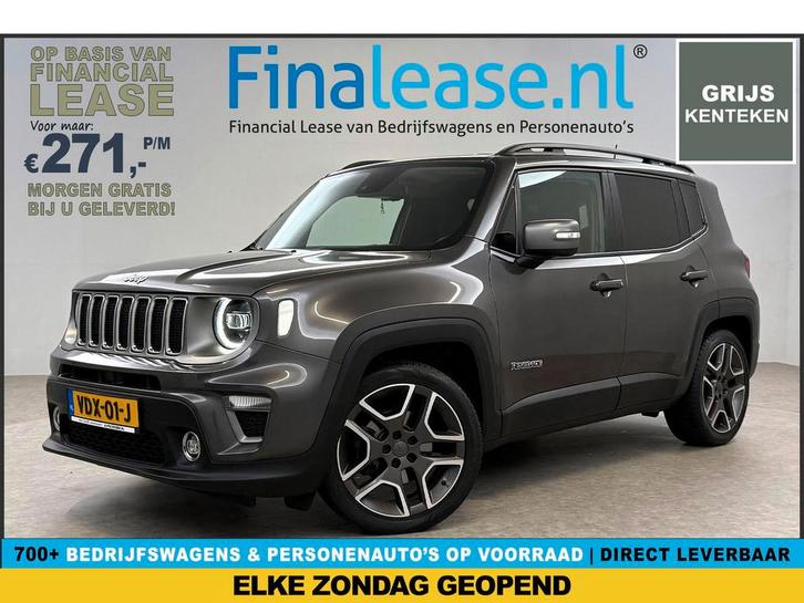 Jeep Renegade 1.3T Limited 151PK Grijs Kenteken VAN Cruise, Auto's, Jeep, Lease, Automaat, Overige carrosserieën, Benzine, Zilver of Grijs
