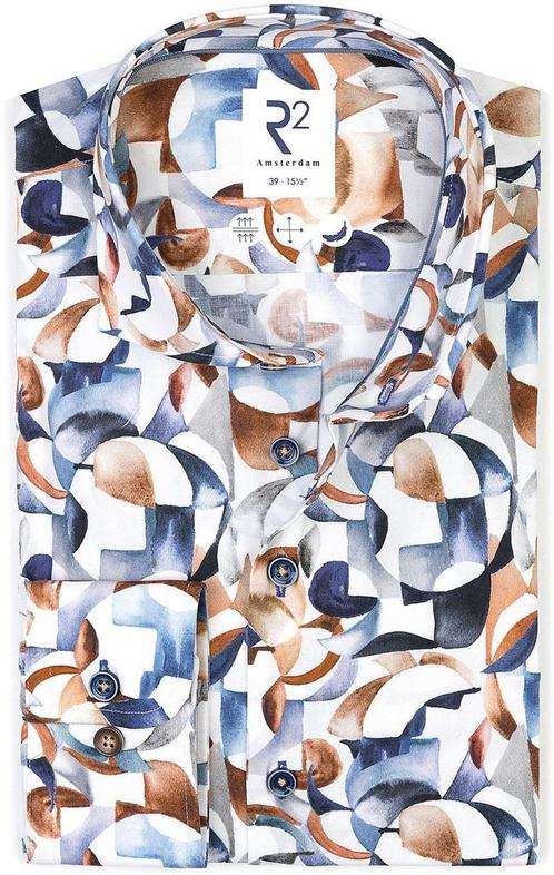 R2 Overhemd Print Multicolor maat 38 Heren, Kleding | Heren, Overhemden, Nieuw, Verzenden