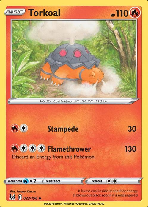 Torkoal 023/196 Lost Origin, Hobby en Vrije tijd, Verzamelkaartspellen | Pokémon, Losse kaart, Nieuw, Foil, Ophalen of Verzenden