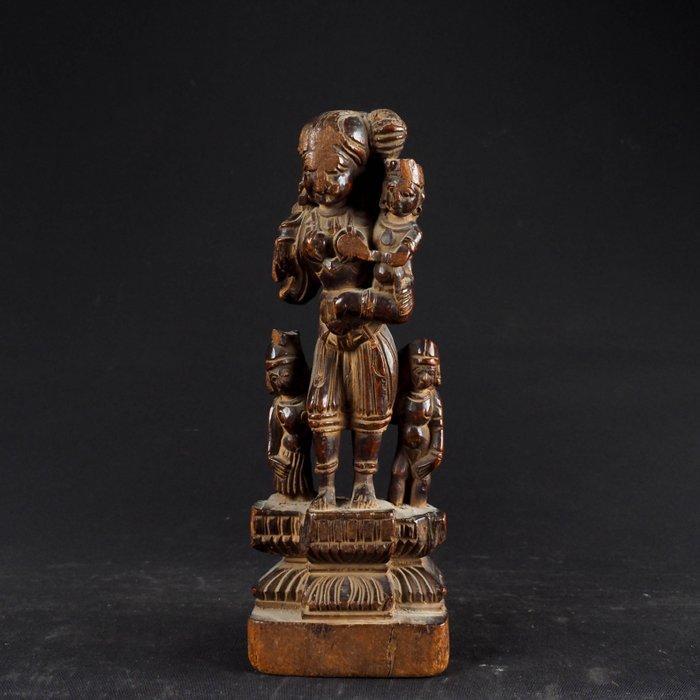 sculptuur moeder met 3 kinderen - Hout - India - eind 19e, Antiek en Kunst, Kunst | Niet-Westerse kunst