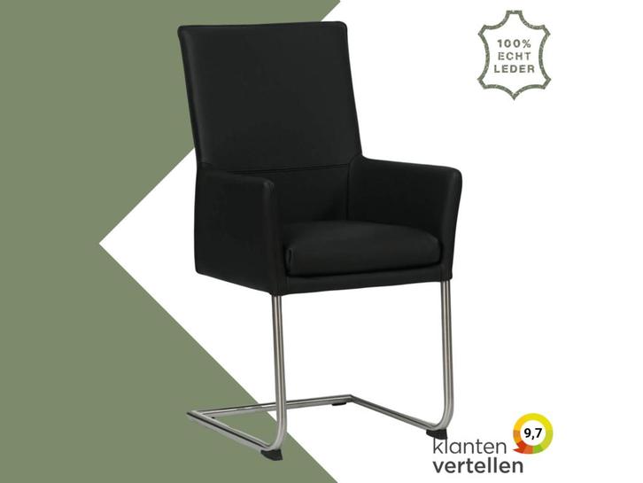 Leren eetkamerstoel Rumor - Toledo Nero (zwart) - Sledepoot, Huis en Inrichting, Stoelen, Eén, Nieuw, Leer, Ophalen of Verzenden