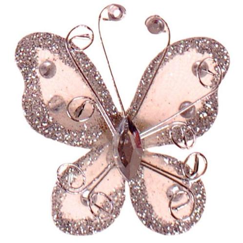 Haarklemmetje Zilverkleurige Organza Vlinder met Steentjes e, Sieraden, Tassen en Uiterlijk, Kindersieraden, Grijs, Nieuw, Ophalen of Verzenden