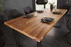 Massief houten eettafel IRON CRAFT 160cm bruin zwart, Huis en Inrichting, Ophalen of Verzenden, Nieuw