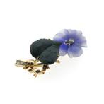 Tricolor gouden broche met gekleurd glas, jade en diamant..., Gebruikt, Overige kleuren, Ophalen of Verzenden, Met edelsteen