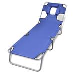 vidaXL Ligbed inklapbaar met hoofdkussen gepoedercoat staal, Tuin en Terras, Verzenden, Nieuw