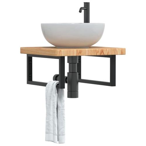 vidaXL Badkamer wandschap staal en massief eikenhout, Huis en Inrichting, Tafels | Kaptafels, Nieuw, Verzenden