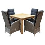 Selena Menorca dining tuinset 100x100xH79 cm 5-delig teak, Tuin en Terras, Tuinsets en Loungesets, Ophalen of Verzenden, Nieuw