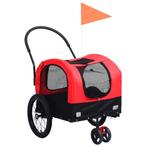 vidaXL Fietstrailer en kinderwagen 2-in-1 rood en zwart, Dieren en Toebehoren, Overige Dieren-accessoires, Nieuw, Verzenden