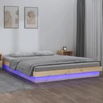 vidaXL - Bedframe - LED - massief - hout - 140x190 - cm, Huis en Inrichting, Slaapkamer | Bedden, Ophalen of Verzenden, Nieuw