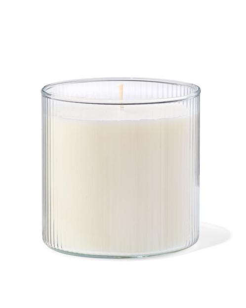 HEMA Geurkaars in ribbelglas Ø10x10 linen, Huis en Inrichting, Woonaccessoires | Kandelaars en Kaarsen, Nieuw, Verzenden
