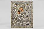 Icoon - Moeder Gods - Hout, Metaal - 28,5 x 35,5 cm, Antiek en Kunst
