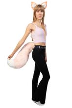 Haarband Furry Oren Staart Set Lichtroze Wit Kat Poes Vos Di, Ophalen of Verzenden, Nieuw, Carnaval, Accessoires