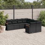 vidaXL 8-delige Loungeset met kussens poly rattan zwart, Verzenden, Nieuw, Rotan, Loungeset