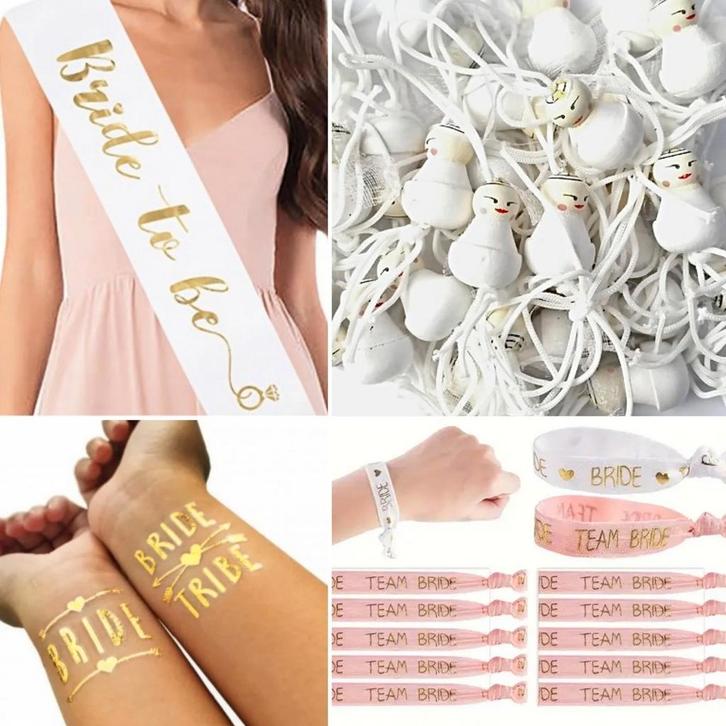 34-delige set Bride en Bride Tribe, Kleding | Dames, Trouwkleding en Trouwaccessoires, Wit, Nieuw, Accessoires, Verzenden