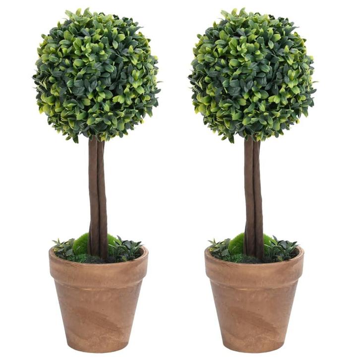 vidaXL Kunstplanten met pot 2 st buxus bolvorming 41 cm, Huis en Inrichting, Woonaccessoires | Kunstplanten en Kunstbloemen, Nieuw