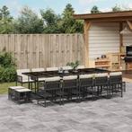 vidaXL 15-delige Tuinset met kussens poly rattan zwart, 4 zitplaatsen, Nieuw, Tuinset, Verzenden