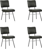 Set van 4 Leren eetkamerstoelen - Echt leer, Industrieel, Co, Huis en Inrichting, Stoelen, Overige kleuren, Nieuw, Ophalen of Verzenden