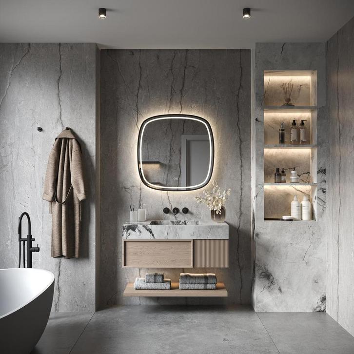 HIPP Design Phantom LED spiegel - Ovaal 60 cm - Zwart Frame, Huis en Inrichting, Woonaccessoires | Spiegels, Nieuw, Ophalen of Verzenden