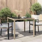 vidaXL Tuin Eettafel Beige 90 x 90 x 75 cm Poly riet, Verzenden, Nieuw