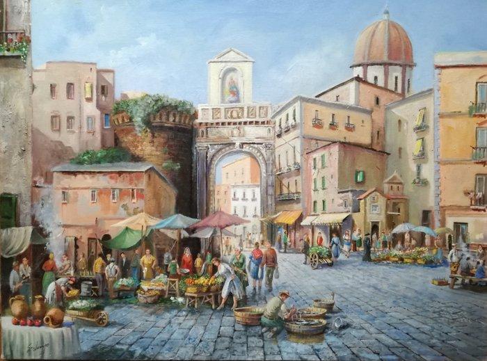 Giuseppe Luongo (1948) - Porta Capuana (Napoli), Antiek en Kunst, Kunst | Schilderijen | Klassiek